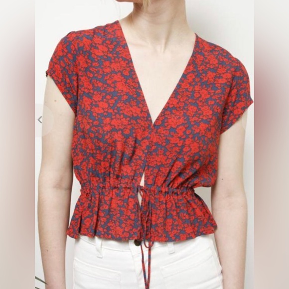 Rolla's Front Tie Lula Blouse Red Size M - Picture 1 of 7